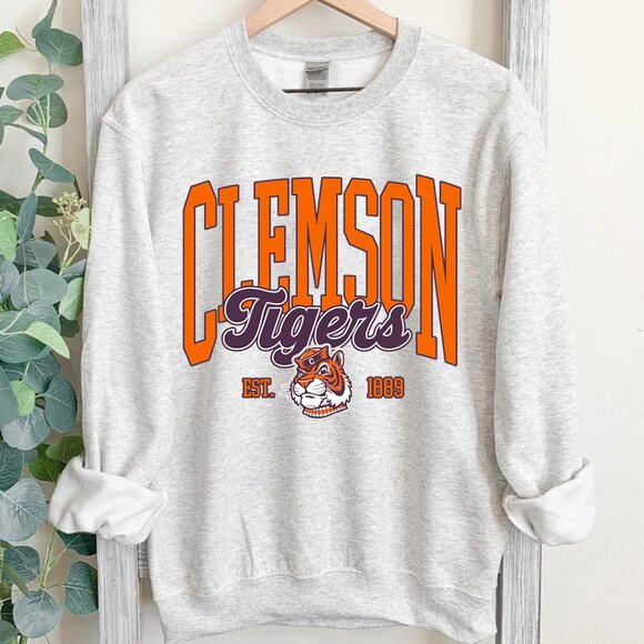 Clemson University 1889 Sweatshirt NCAA Clemson Tigers Shirt Sweater - Picture 1 of 3